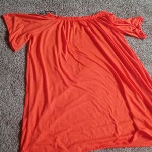 Bright orange off the shoulder summer dress